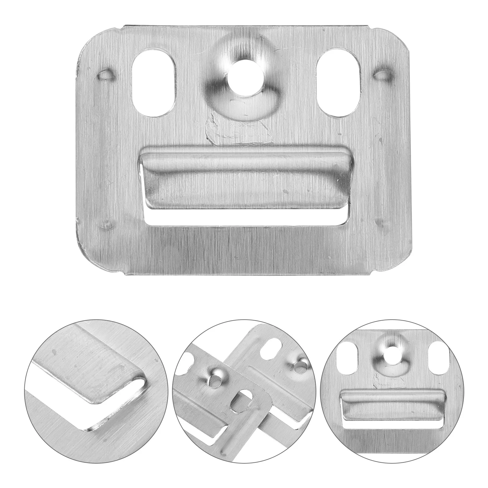 100 Pcs Wall Mounted Headboard Gusset Plate Fixing Piece Panel Buckle Clamp Furniture Hardware Silver Stainless Steel