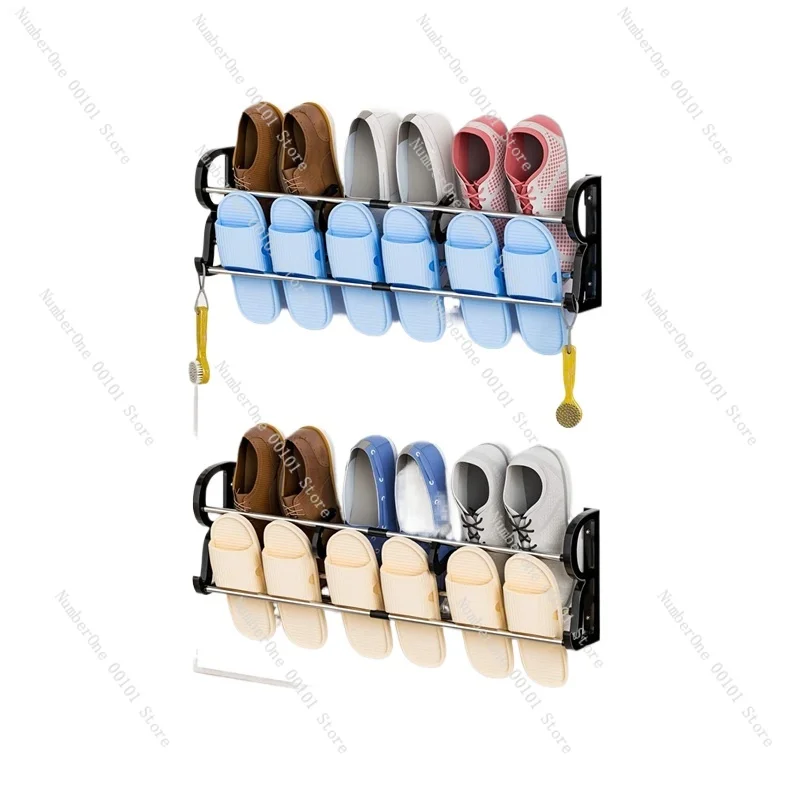 HOT-2-Pack over the Door Shoe Rack, Wall Hanging Door Shoe Rack Organizer, Adhesive Shoe Organizer Wall Mounted with S-Shape