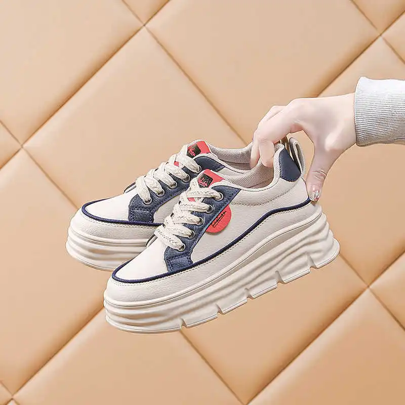 Appearance Increases Sumer Womens White Shoes Chunky Women's Boots Without Heel Sneakers Casual Sport Tines Promo Fitness