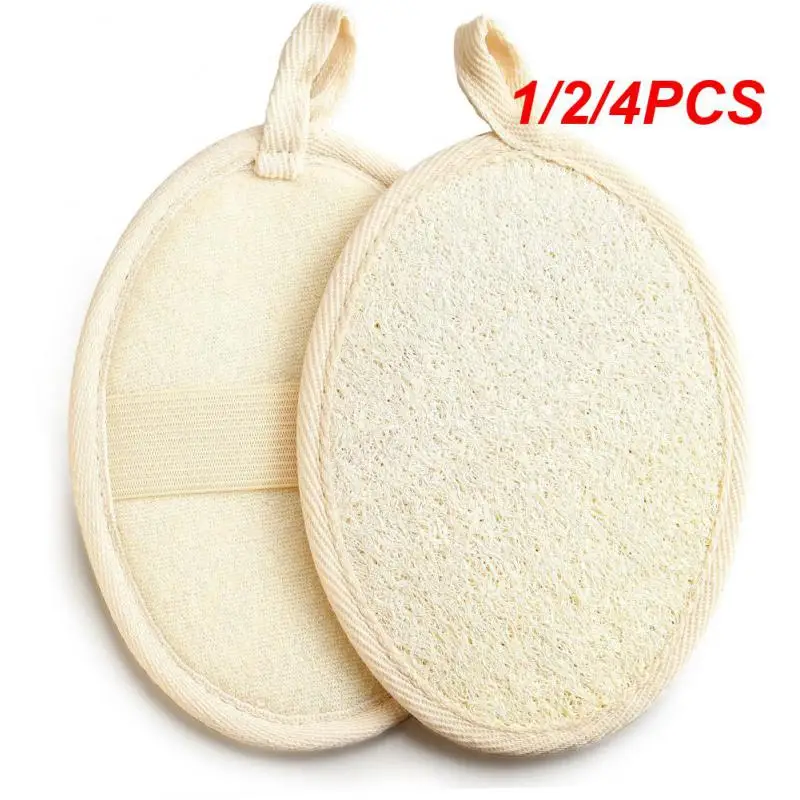 1/2/4PCS Natural Loofah Body Shower Scrubber Bath Exfoliating Sponge Soft Shower Brushes With Hook Towel Sponge Merchandises