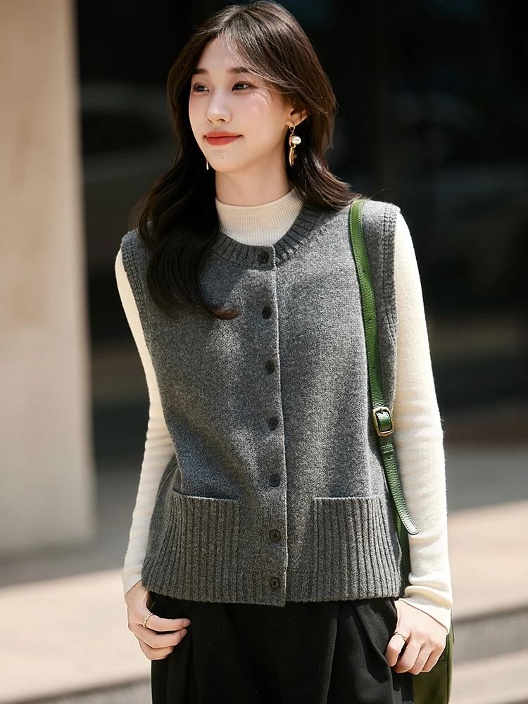 

Высококачественный вязаный кардиган из чистой шерсти, женский жилет-конверт, многослойная внутренняя основа, модный 2022, новый круглый Sle для поездок на работу Ne