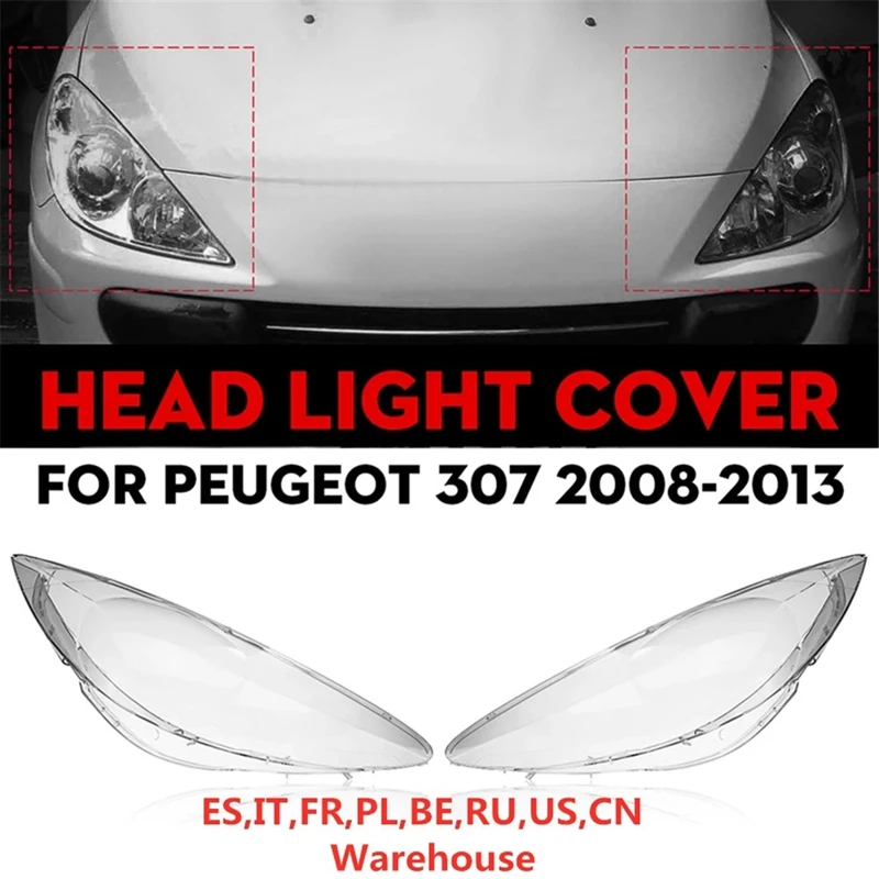 Left Front Headlight Cover Lens Transparent Shell Case Replacement For Peugeot 307 2008-2013 Headlight Housing Lampshade