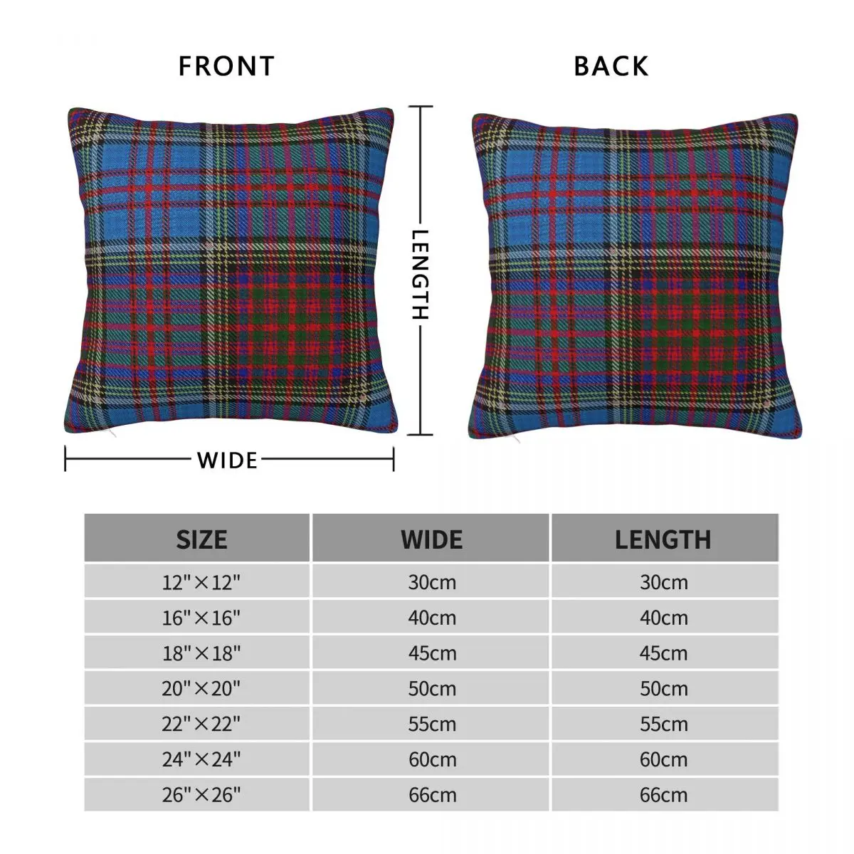 Anderson Clan Standard Tartan Pillowcase Polyester Linen Velvet Printed Zip Decor Sofa Seater Cushion Cover 45x45