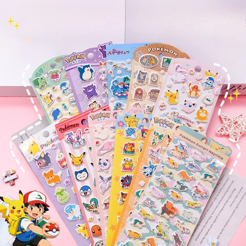 Cute Cartoon Pokémon 3D Puffy Foam Stickers Self Adhesive DIY Journal Phone Case Decor Stationery Supplies