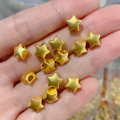 24k الذهب الخالص 999 مجوهرات اكسسوارات غرامة مجوهرات 24k الذهب الحقيقي دلاية شكل نجمة + قلادات الذهب عيار 18 قيراط للفتيات