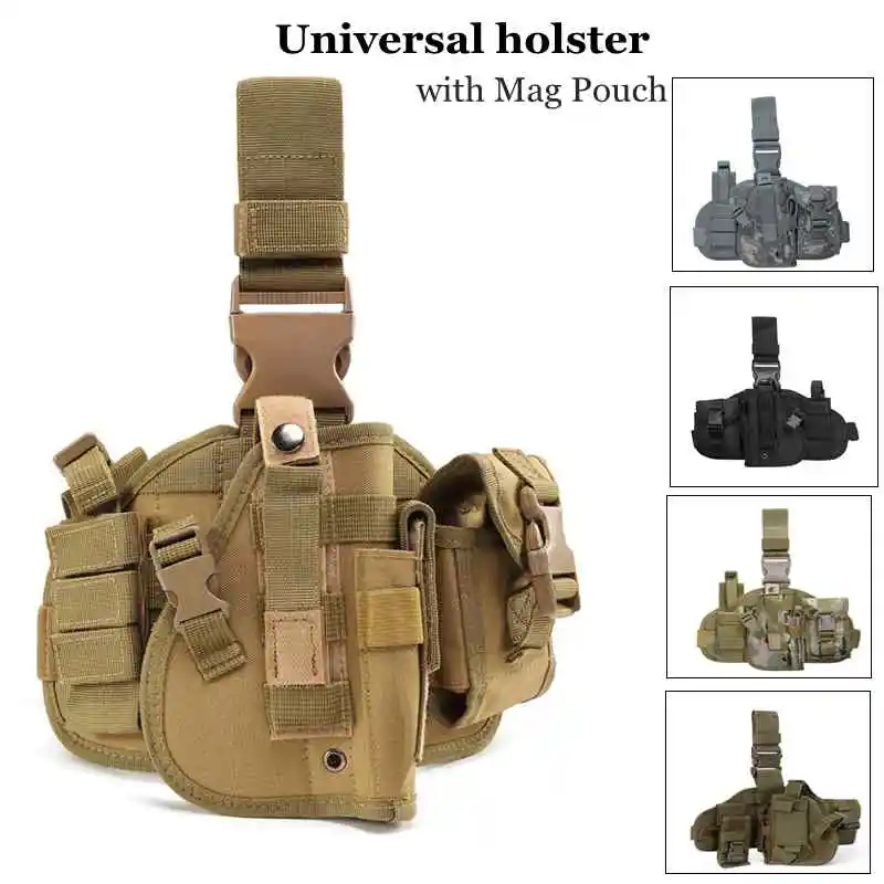 Tactical Hunting Holsters Pouches Camouflage Nylon Universal Pistol Gun Case  Thigh Leg Holster For GL17 Sig P226 CZ 75 P99 G2C