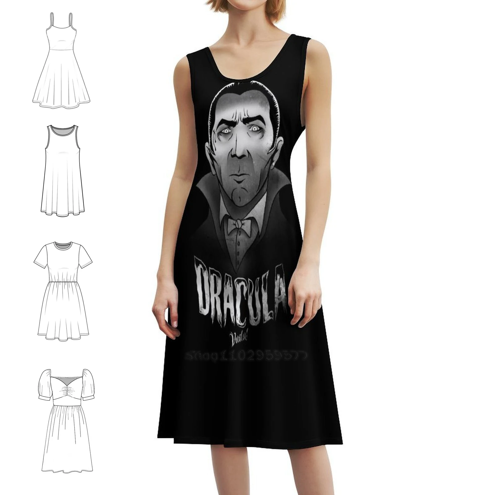 

Dracula Women's Hip Hop Streetwear Dress Graphic Print Party Club Wear Dracula Bela Lugosi Horror Vampire Party Dresses