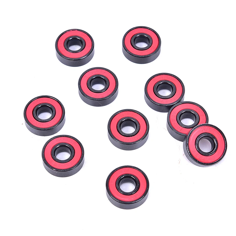 2RS Inline Roller Skate Wheel Bearing Red Sealed 8x22x7mm Shaft Bearing Anti-rust Skateboard Wheel Miniature Tool 10PCS/set