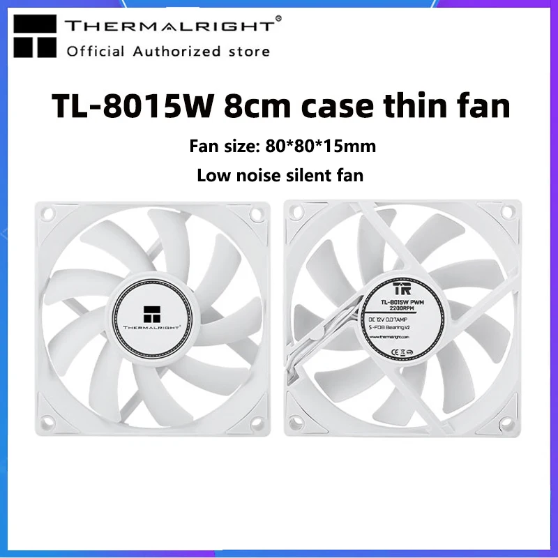 Thermalright-TL-8015 de refrigeración de CPU, ventilador silencioso de gran volumen de aire de 80mm, 4 pines, PWM, para radiador de carcasa pequeña de 8cm, TL-8015W