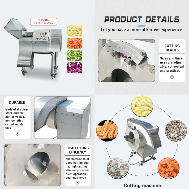 TCA Electric Vegetable Slicer for Onion Potato Pepper Carrot Okra Fruit Cutting Machine