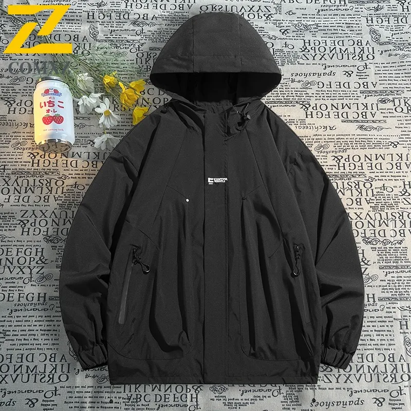 

COMXZ 2024 Couple Windbreaker Jacket Spring Autumn Waterproof Outdoor Hiking Coat Mens Womens Lightweight Breathable