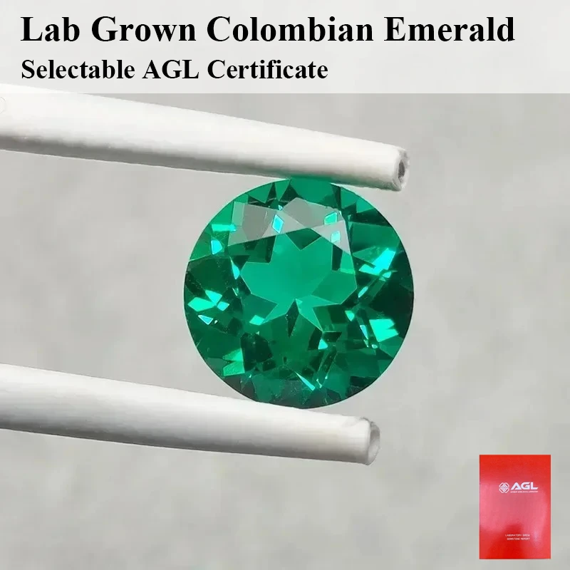 

Лидер продаж, выращенный в лаборатории изумруд Колумбии, подвески ручной работы, драгоценный камень круглой формы для ювелирных изделий, колец, сережек, изготовления выбору сертификата AGL