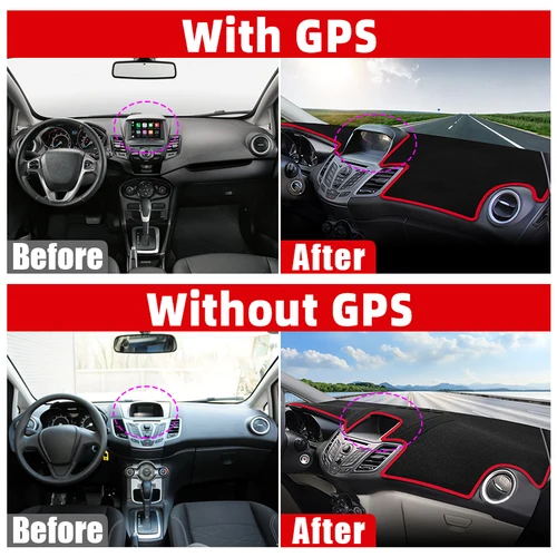 Imagen 2 del producto Cubierta antideslizante para salpicadero de coche, alfombrilla Anti-UV para Ford Fiesta MK7, 2008, 2009, 2010, 2011, 2012, 2013, 2014, 2015, 2016