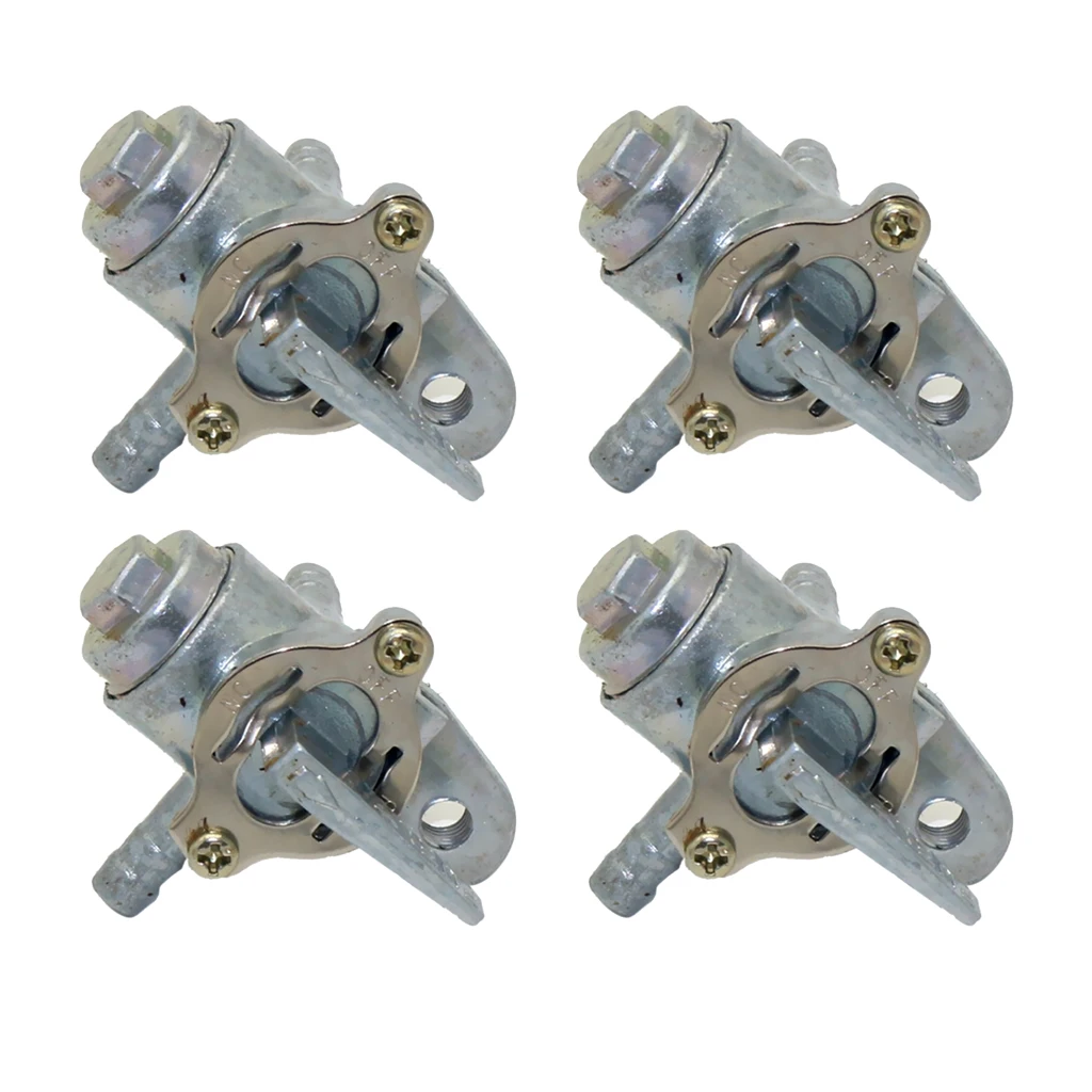 4pcs 3 Port Fuel Gas cock Shut off Valve for 50cc 70cc 110cc 125cc Scooter ATV - Silver