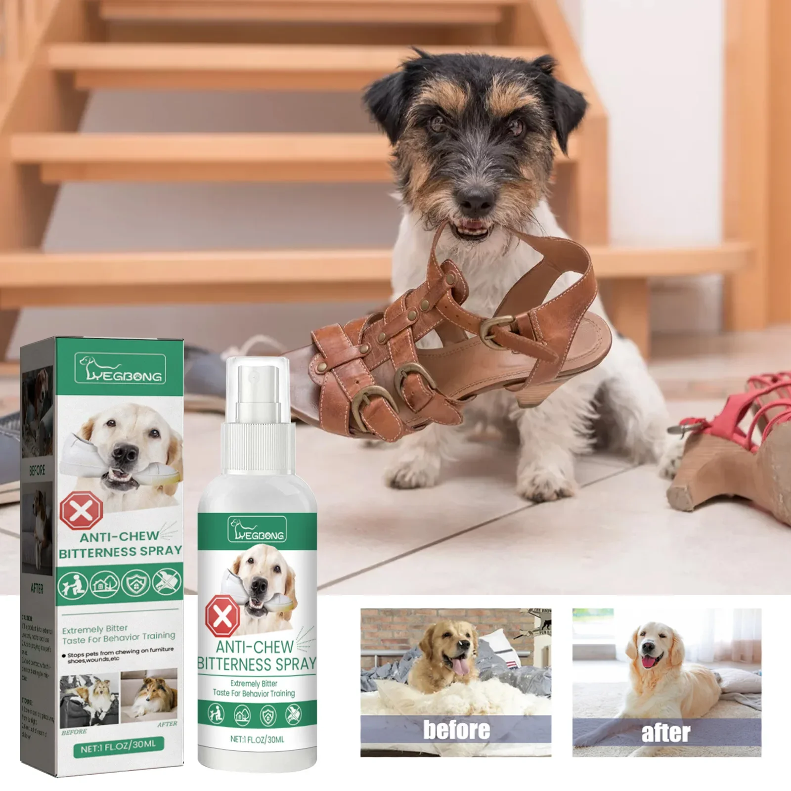 Spray antimordedor para perros, No tóxico, sin Alcohol, para evitar que los perros mastiquen