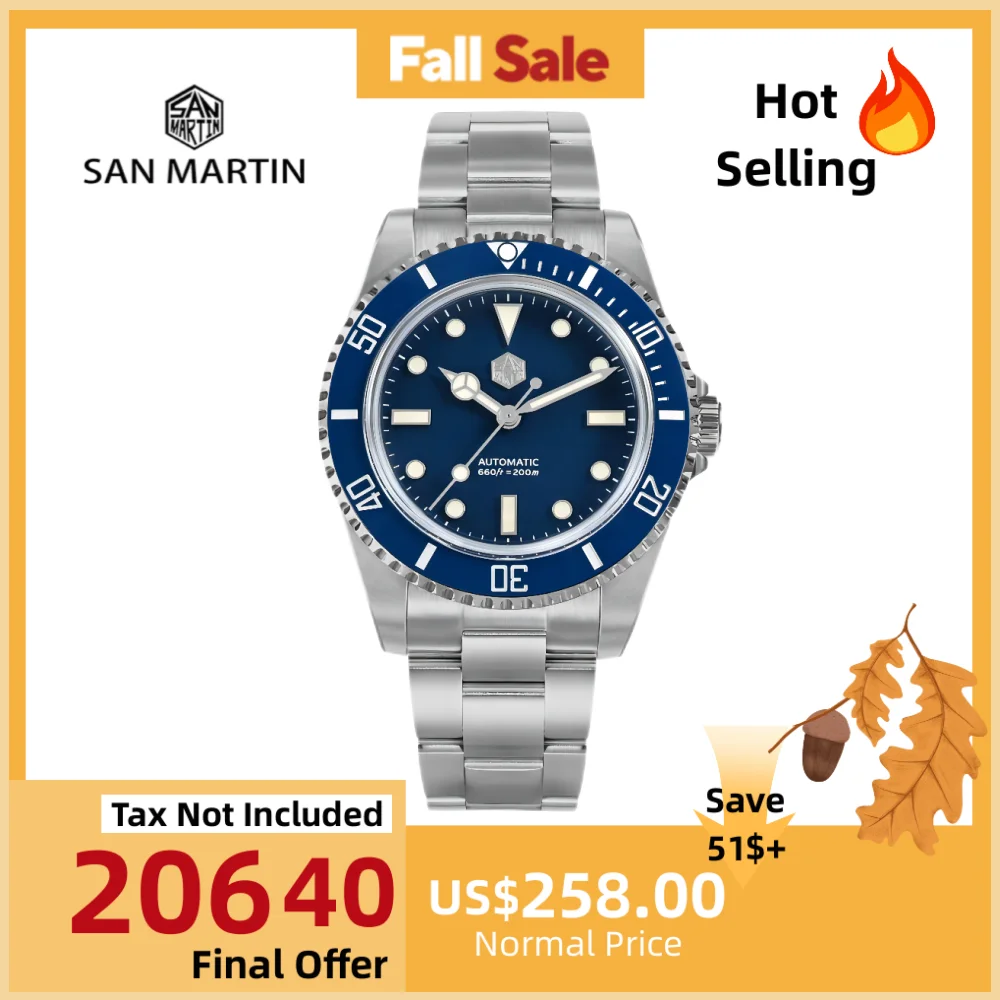 

San Martin 40mm YN55 Luxury Watch Men Mechanical Wristwatches Water Ghost Sapphire Automatic 20Bar Relojes Para Hombre SN0006B-1