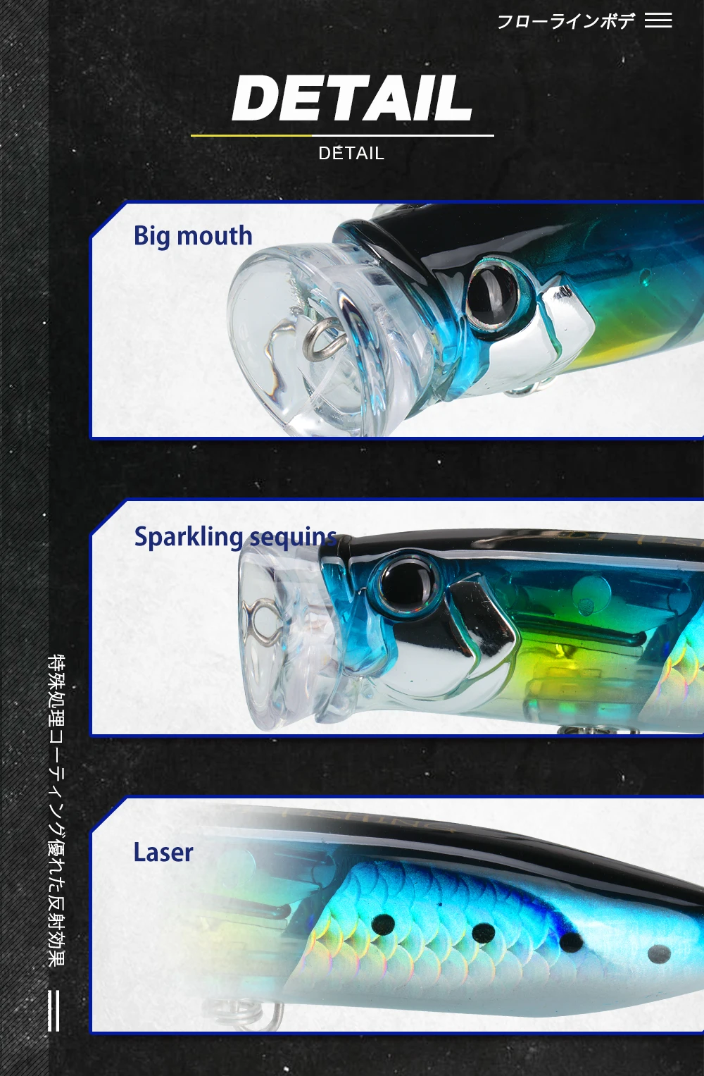 D1 Topwater Popper Angelköder, 90 mm, 18,8 g, schwimmender harter Köder mit Drillingshaken für Barsch, Hecht, Salzwasser, Süßwasser, Angelausrüstung DT4009 – Detail 7