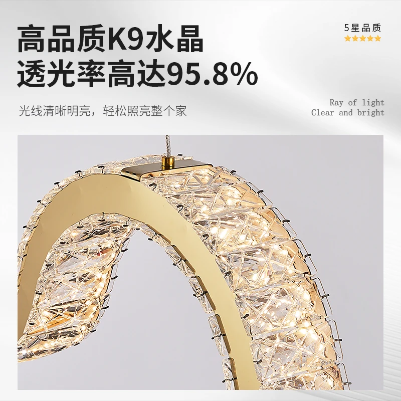 الشمال LED كريستال الثريا مطعم الثريا الحديثة الفاخرة جزيرة شرفة بار ثريا تركب بالسقف تركيبات الإضاءة الداخلية #4