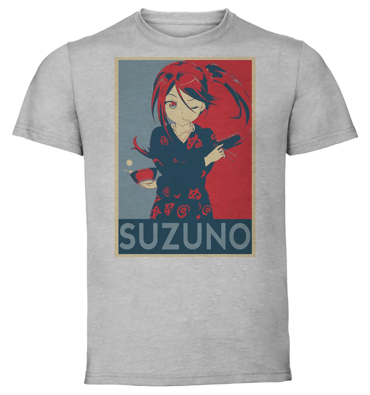 T-Shirt Unisex Grey Propaganda The Devil is a Part-Timer HATARAKU MAOU-SAMA Suzuno Kamazuki