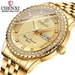 CHENXI Popular Luxury Watch for Men Women Quartz Wrist Watch Golden Fashion Mens Ladies Waterproof Stainless Steel Watches