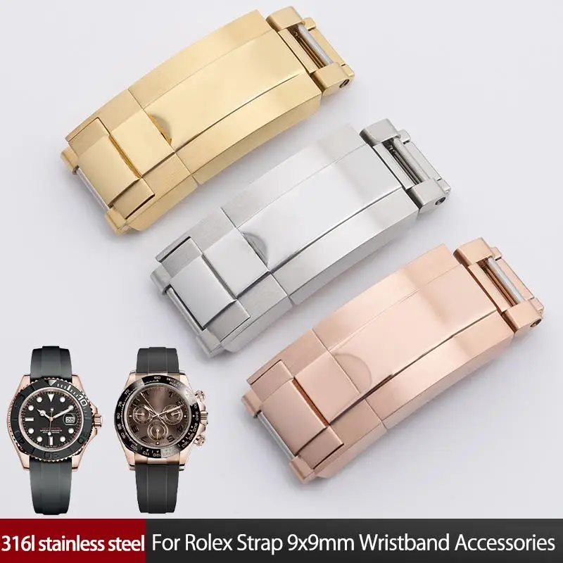 

NFR 316L Stainless Steel Watchband Adjustable Safety Fold Buckle For Rolex Strap For Submariner Daytona GMT 9x9mm Strap