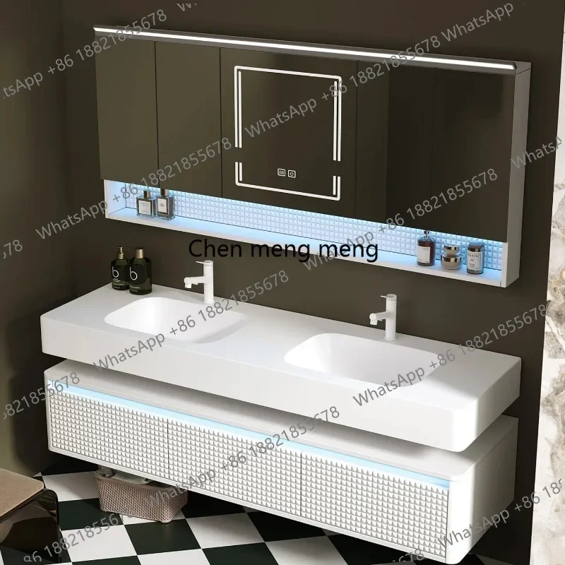 Q181 Bathroom Vanity Sink Unit Imported Dupont Corian Integrated Basin White Paint Finish, Minimalist Bathroom Vanity Sink Unit