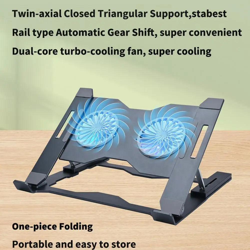 Anti-slip Laptop Stand Laptop Cooler Portable Laptop Pad Stand with Double Radiator Fan Slim Quiet Adjustable for Efficient