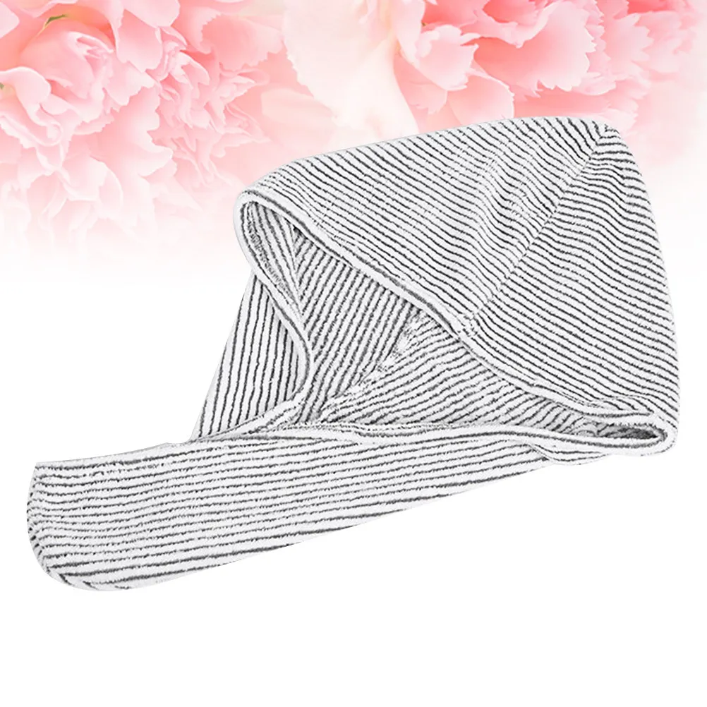 Bamboo Carbon Fiber Hair Drying Cap Black White Stripe Superfine Fiber Fast Drying Towel Quick Absorbent Dry Hair Cap Home