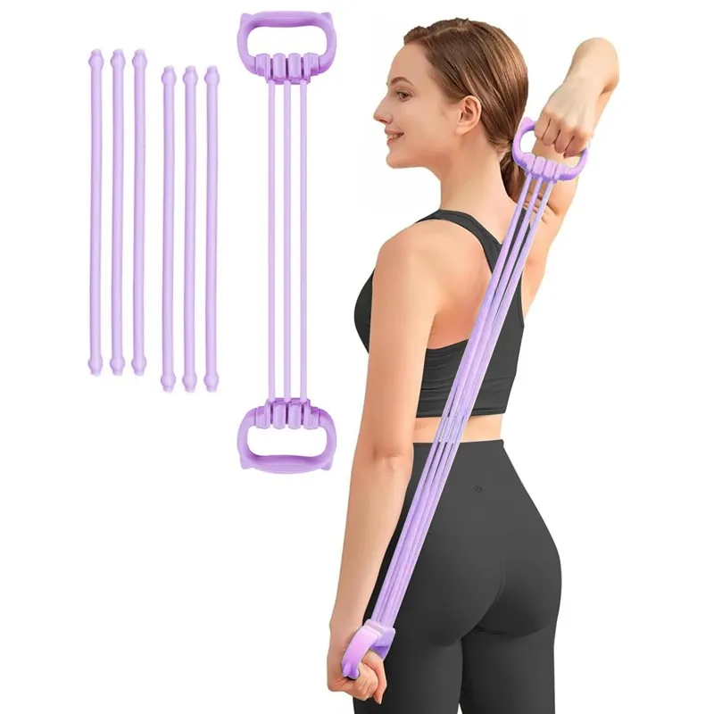 6 Gear Adjustable Resistance Bands, Fitness Resistance Exercise Bands with Comfort Grips, Unisex, for Home Workout,Pilates