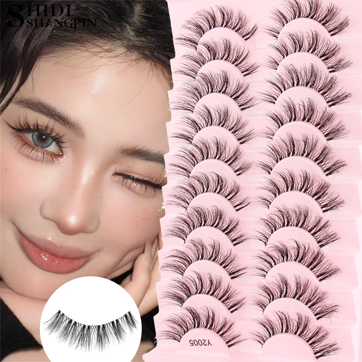 ขนตาปลอมฟูฟ่อง 3/10 คู่ ดูเป็นธรรมชาติ ขนตาปลอมมิ้งค์ 3 มิติ ต่อขนตา Cilios แถบใส สำหรับคอสเพลย์ แต่งหน้า