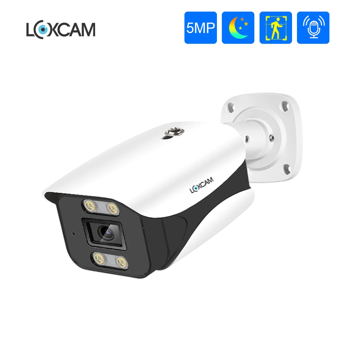 

LOXCAM H.265 48V Security Camera POE 5MP 2592*1944 AI Human IP Camera Outdoor Waterproof for Video Surveillance NVR kit P2P