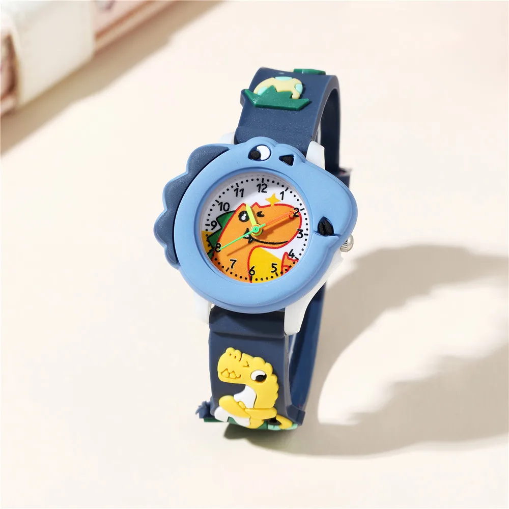 Cute Dinosaur Style Children Watch Boys Soft Silicone Band Cartoon Kid Wristwatch Clock