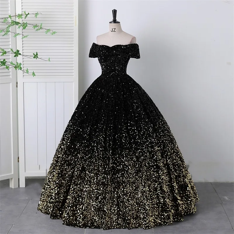 Luxury Sequnies Off The Shoulder Quinceanera Dress 2024 New Party Ball Gown Custom Multiple Colour Plus Size Vestido De Noiva