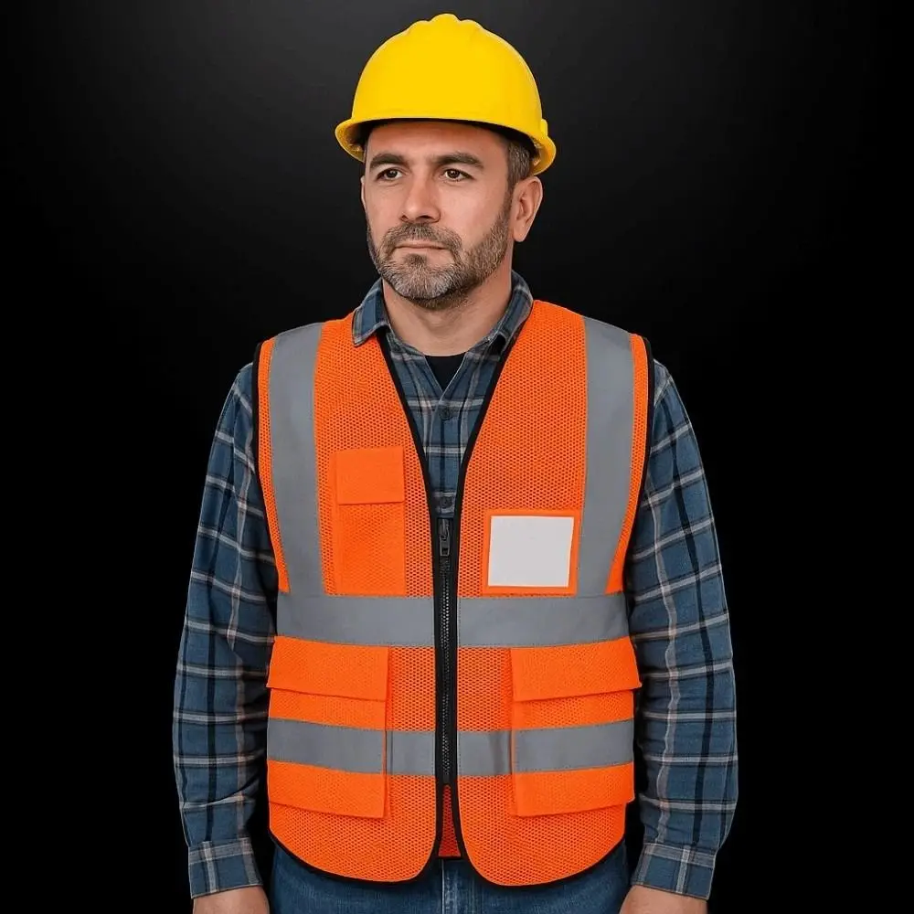 

High Visibility Reflective Vest with Pocket One Size Outdoor Safety Clothing Breathable Security Construction Clothes Sports