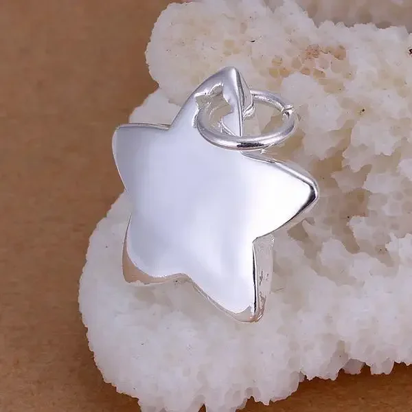 New korean fashion 925 Sterling Silver charm star pendant Necklace For Women Wedding party accessories Jewelry Holiday gifts