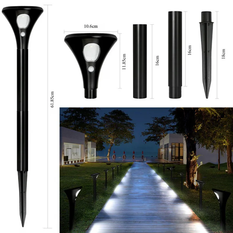 Solar Garden Landscape Light Aisle Light Solar Intelligent Light Control Human Body Infrared Sensor Light Plug-in Lawn Light