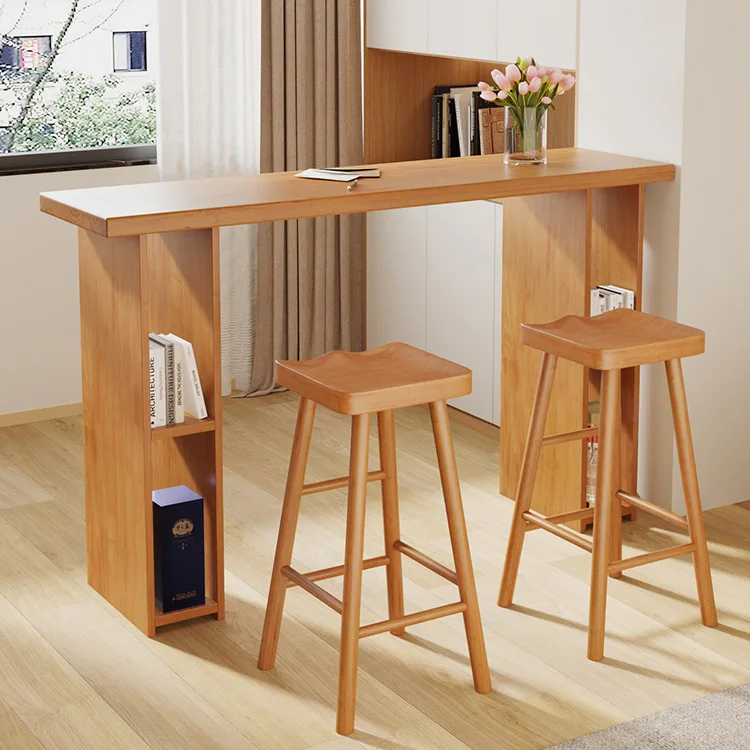 

Скандинавский дом, комбинация барного стола и стула из цельного дерева, домашний высокий стол у стены