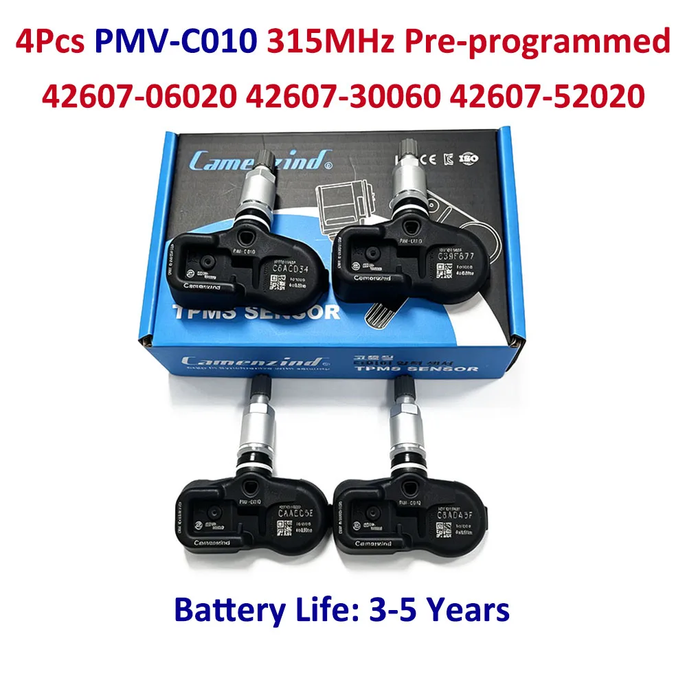 4PCS 315MHz Tire Pressure Monitoring Sensor TPMS 42607-06020 PMV-C010 For Toyota Yaris Camry Corolla Lexus NX RX 4260706020
