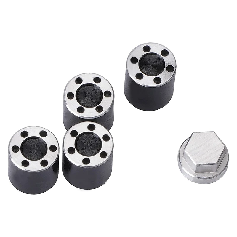 4PCS Aluminum M2 Center Lock Nut Metal Wheel Caps Lug Nuts for Axial SCX24 AXI90081 AXI00004 C10 1/24 RC Car Black