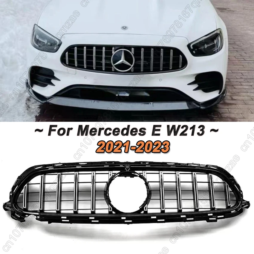 

GT Style Front Bumper Grille Tuning For Mercedes Benz E Class W213 2021-2023 E260 E300 E350 E400 E450 Facelift Decoration Kit