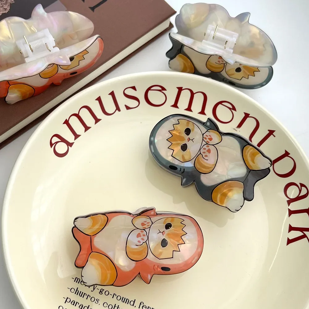 جديد لطيف القطط سلسلة مشبك شعر الكرتون القرش هريرة مخلب كليب العصرية الحلو جميل مقاطع الشعر للنساء الفتيات إكسسوارات الشعر #5