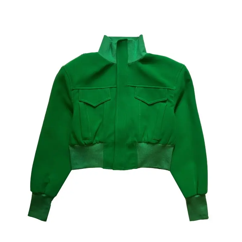 เสื้อแจ็คเก็ตสั้นทรงปกทันสมัยสำหรับผู้ชาย สไตล์เกาหลี ระดับไฮเอนด์ ลำลอง เอวสูง เสื้อโค้ท unisex ฤดูใบไม้ร่วง สีเขียวใหม่เก๋ไก๋ เสื้อคลุมสำหรับงานปาร์ตี้