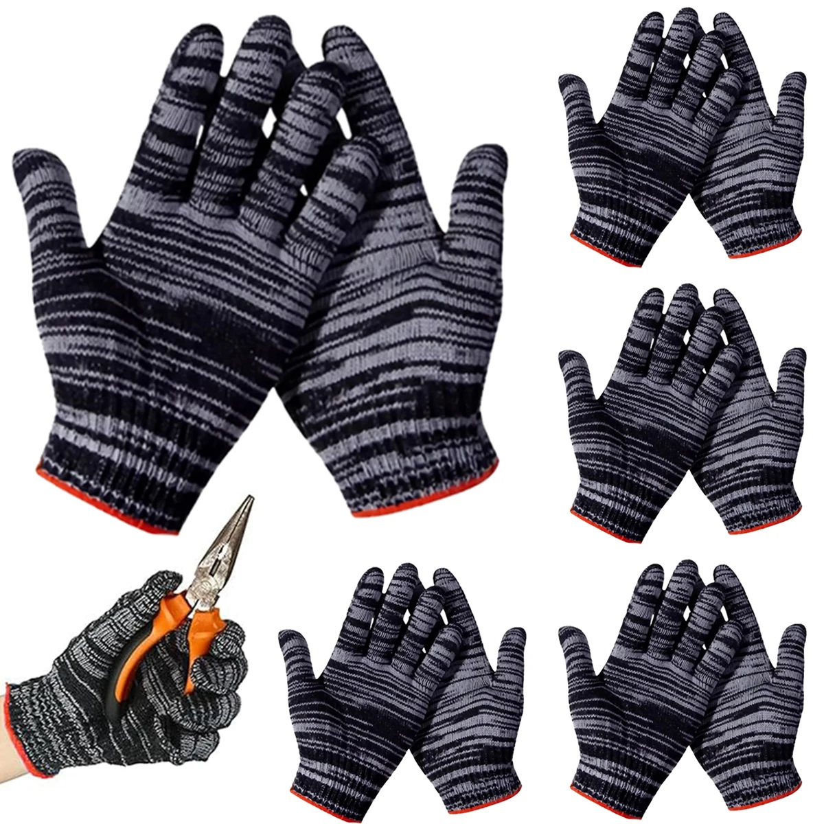 

3/6/12 Pairs of High-Quality Nylon Work Gloves, Wear-Resistant for Carpentry, Gardening, Outdoor Camping Hiking Fishing Non-Slip