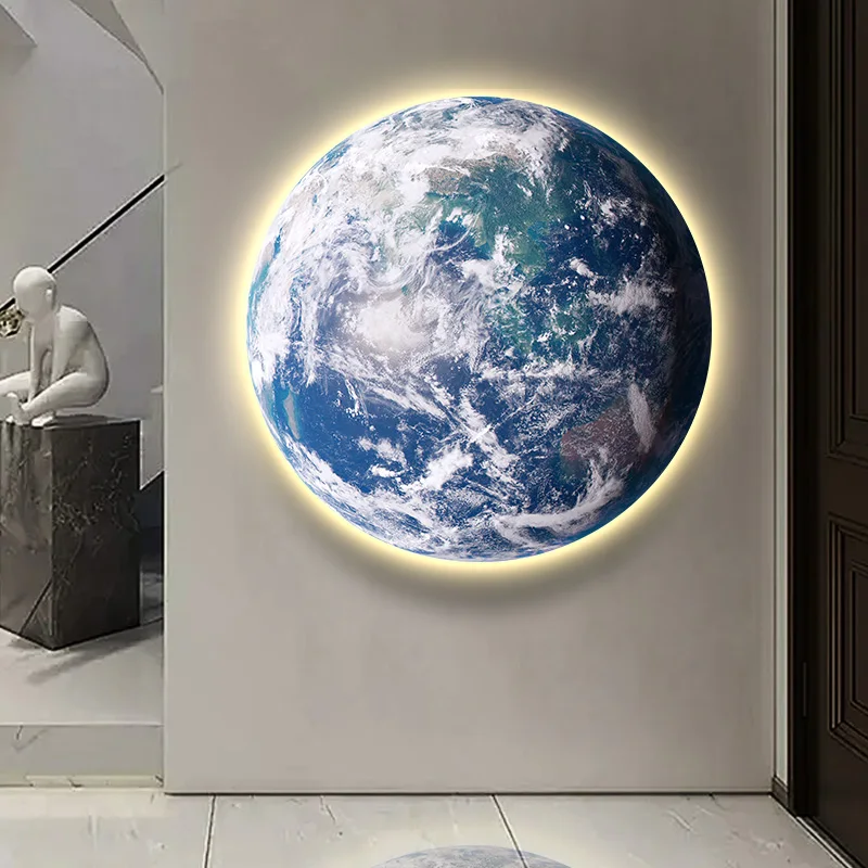 Moon wall lamp porch decorative painting lamp Planet corridor hallway end atmosphere LED lamp mural bedroom background