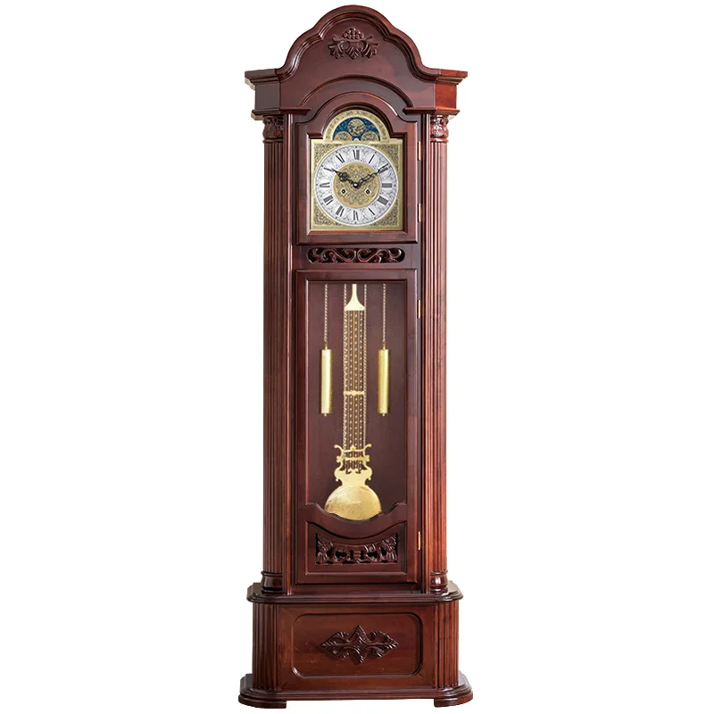 Mechanische Pendeluhr, europäischer Tisch, vertikale chinesische Uhr, nordamerikanischer Boden, Massivholz, Wohnzimmer, Atmosphäre