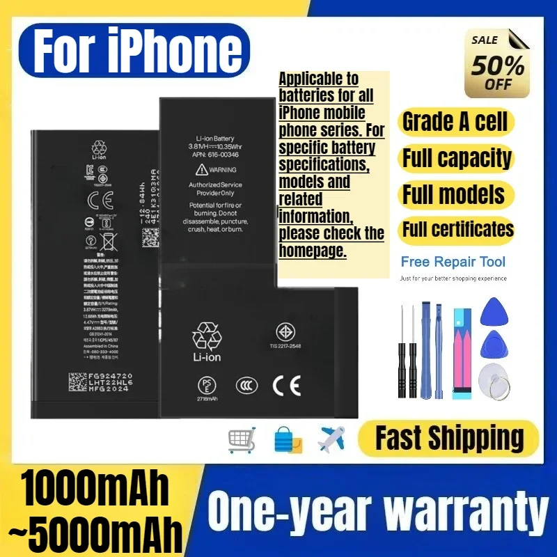 Battery for IPhone X/XS/XSM/XR/11/11Pro/12/12mini/12Pro/13/13mini/13Pro/14/14Plus/14Pro/15/15P/15Pro/15PM Mobile Phone Batteries