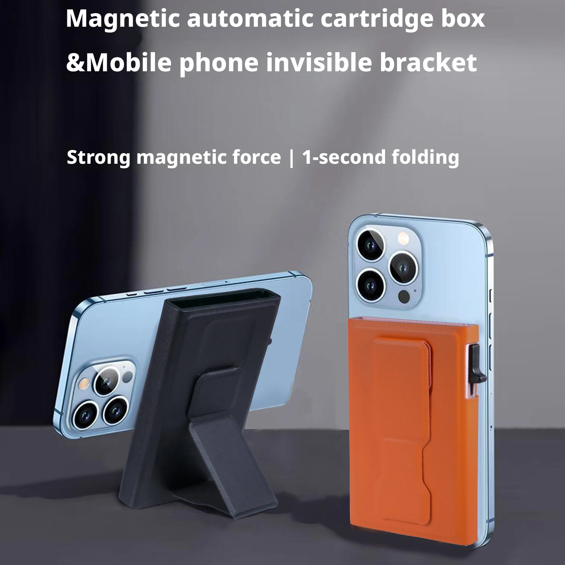 

Магнитный всплывающий держатель для карт с невидимой подставкой для телефона, автоматический алюминиевый чехол-кошелек для телефонов MagSafe, подставки из искусственной кожи