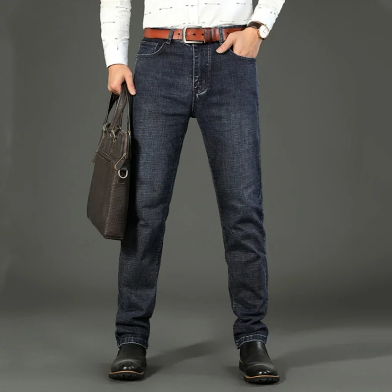 

Мужские джинсы, модные прямые джинсовые брюки, мужские классические повседневные джинсы, мужские джинсовые брюки больших размеров, рваные джинсы, одежда 28-40