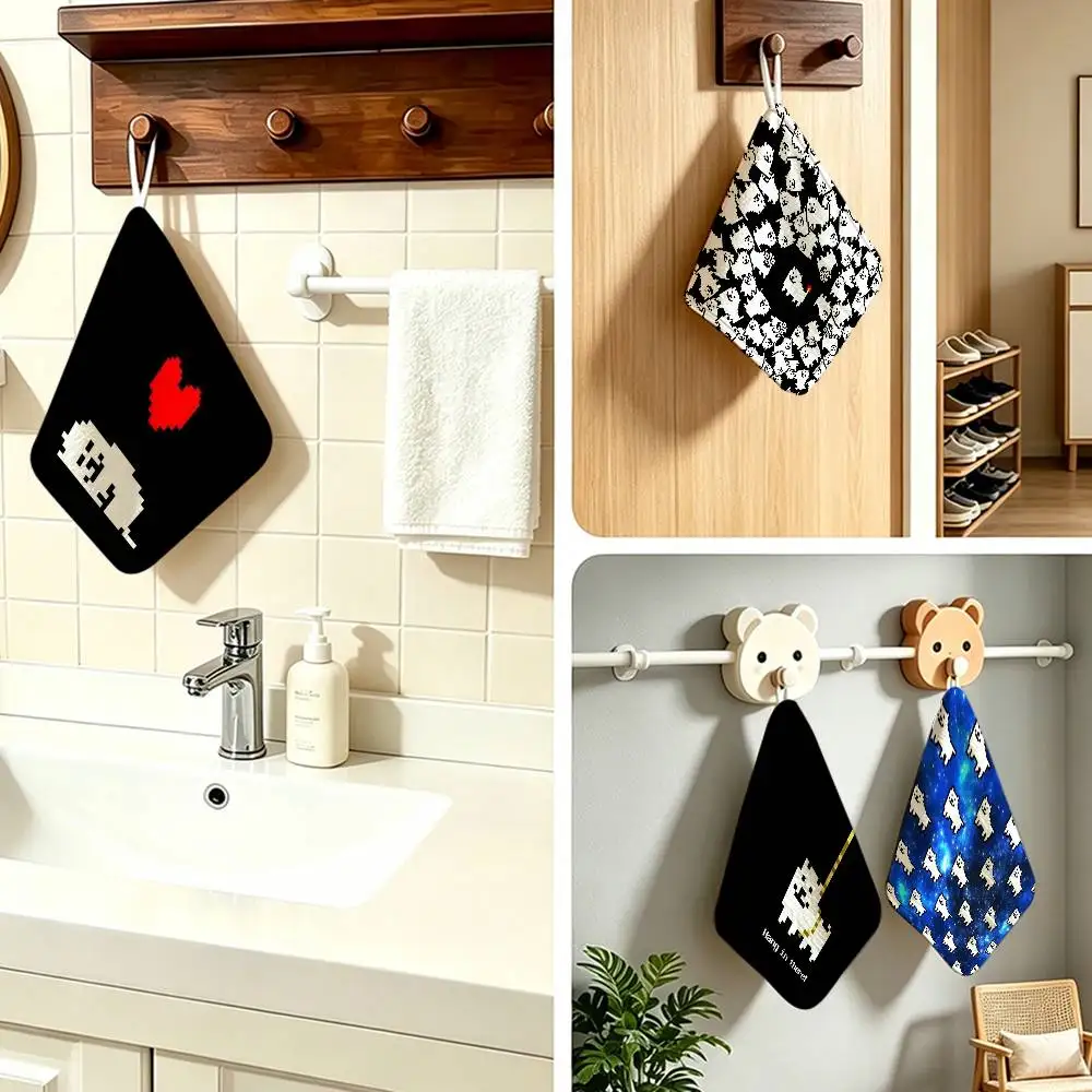 Undertale Annoying Dog  Polyester Cotton Daily Towel Hanging Kitchen Hand Wiping Cloth Durable for Whole House Use