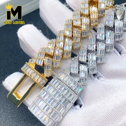 18mm Baguettes Zircon Iced Out Chain Bracelets For Men Brass Bling Hip Hop Bracelet Hand Chain Bangles Gothic Jewelry